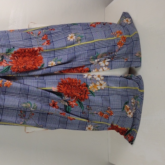 ♥Bundle Only♥️ Houndstooth Plaid Floral Graphic Palazzo Slip On High Rise - Picture 3 of 9